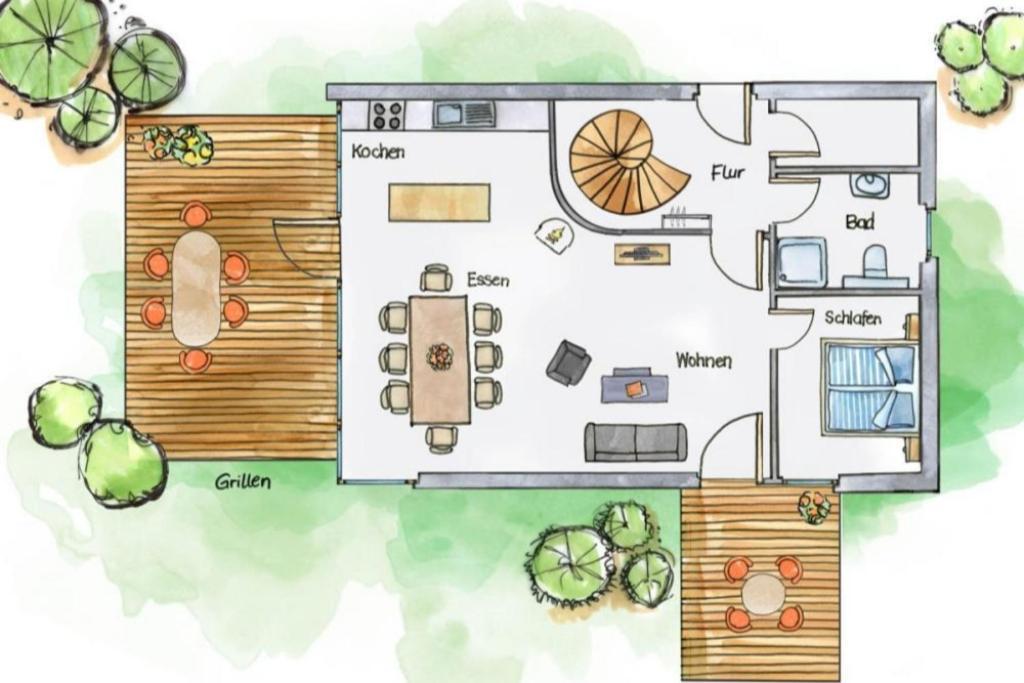 W7 - Sehr Schoenes Ferienhaus Mit Toller Lage Und Super Aussicht In Roebel An Der Mueritz Villa Dış mekan fotoğraf